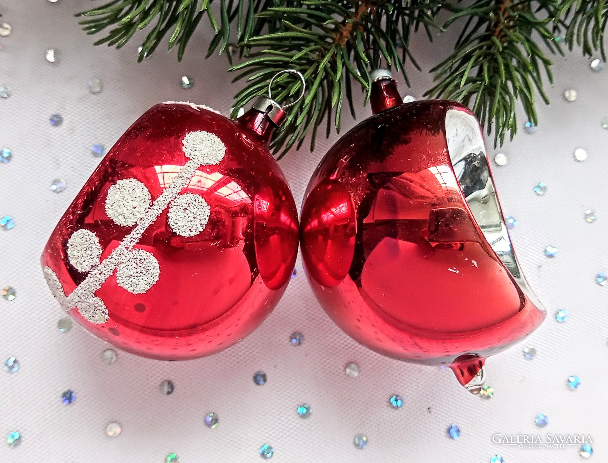 Régi reflexes cseh vékony üveg nagy gömb karácsonyfa dísz 6.5-8cm - Otthon, háztartás  kellékei