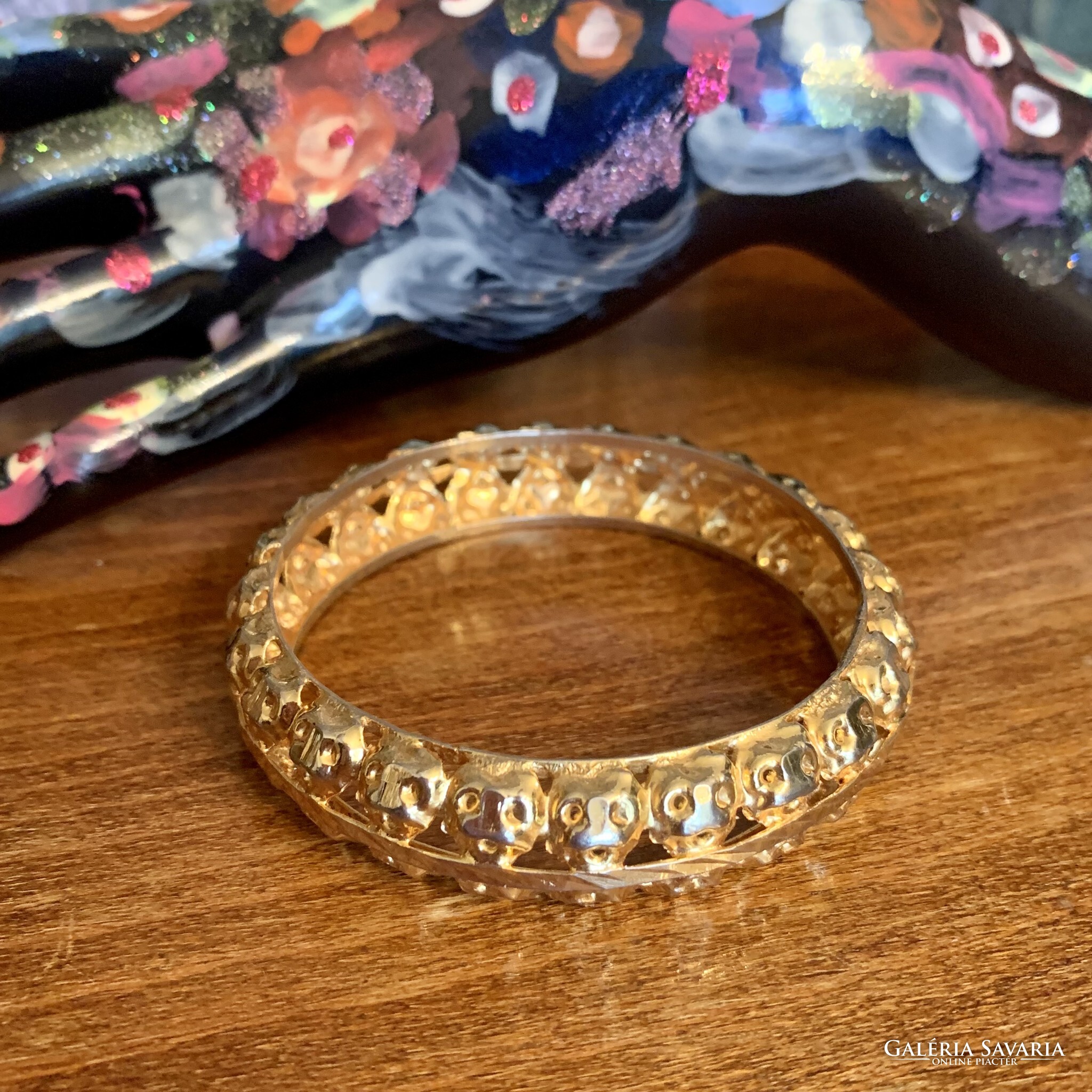 1pc vintage openwork gold colored metal bracelet old Italian