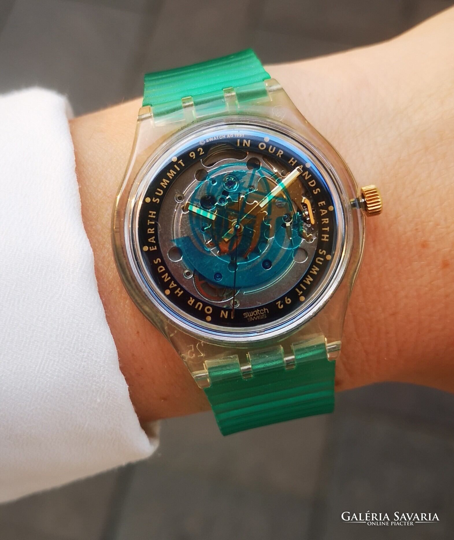 Swatch automata Egyesült Nemzetek 1992-es Föld-csúcstalálkozó  Tiktakwatch szervizkártyával