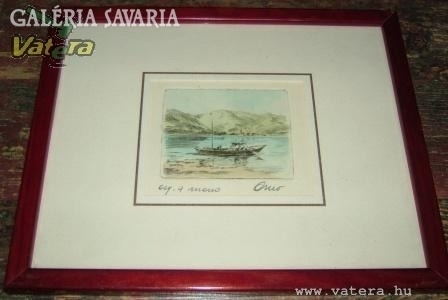 Italian colored etching.- Signed: orno
