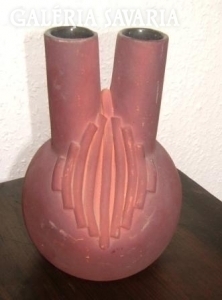 A special, two-neck marked ceramic flower vase somjo