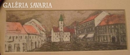 Marked German watercolor - etching (new, with decorative packaging)