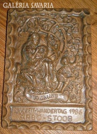 Régi,  Schrüdl Thumberger kerámia falikép Frühling