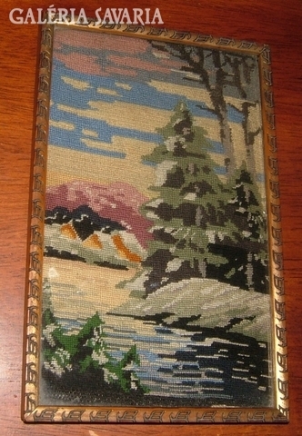 Antique needle tapestry / tipoen tapestry: winter landscape