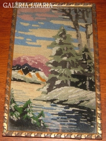 Antique needle tapestry / tipoen tapestry: winter landscape