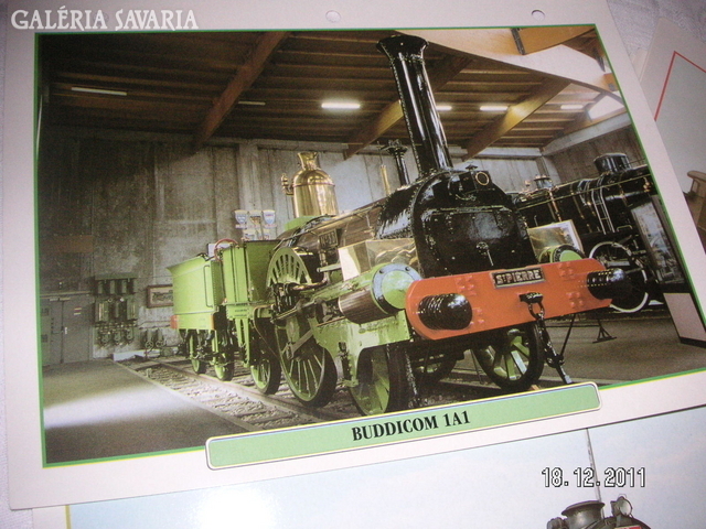 Pictures of locomotives with German description, 52 pieces, 25 x 20 cm.