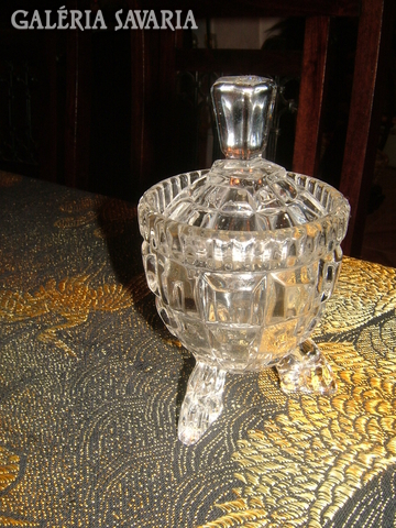 Antique footed glass bonbon box 15 cm high, diameter 8 cm