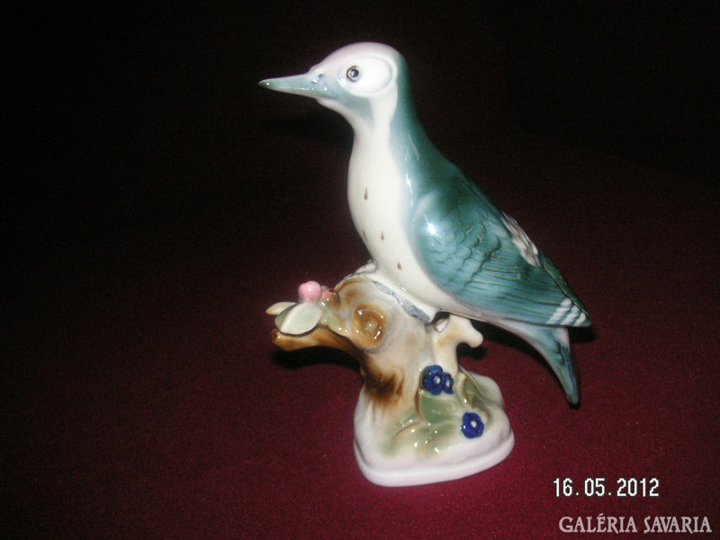 Zsolnay  szajkó  madár  , régi  jelzésű  ,  kézzel festett  . szép színekkel