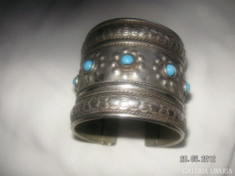 Antique oriental pattern, bracelet with 7 semi-precious stones, 5.5 cm, oriental pattern, beautiful goldsmith work