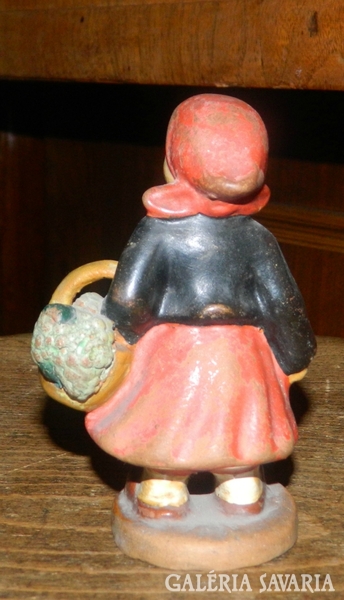Antique ca. 100-year-old ceramic figure > girl with basket