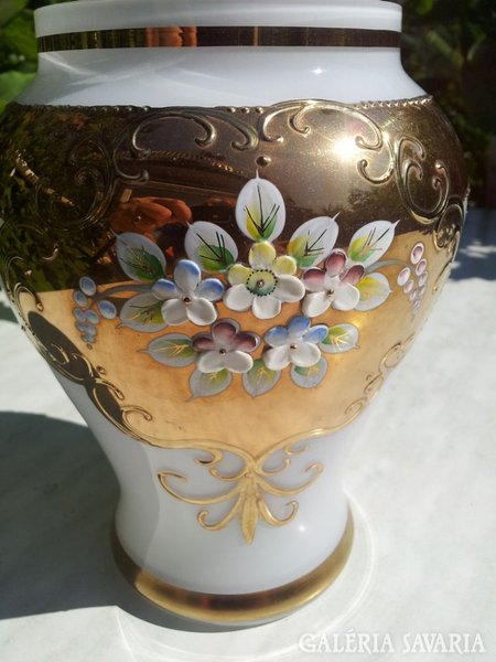 Bohemian Czech gilded large vase
