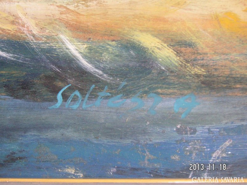 Soltész  Albert  ( 1926 - 2015 )    modern , érdekes  festmény, mérete  65 x 85 cm,