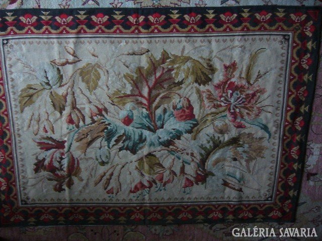 Huge Biedermeir tapestry exclusive precious wall hanging tablecloth rhubarb 145 x 102cm needlework