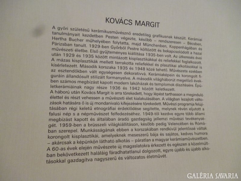 2460 T2 Kovács Margit kerámia offset plakát 1978