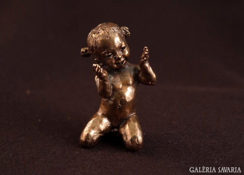 Miniature bronze statue of Janka girl