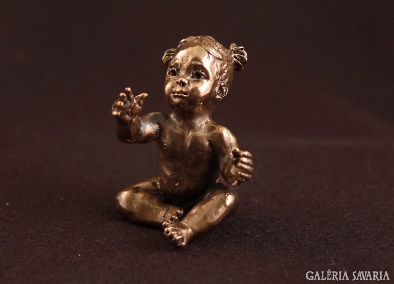 Juniper girl bronze statue miniature contemporary little girl doll