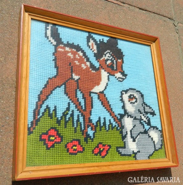Tapestry fairy tale pattern needlework wall picture > deer with rabbit