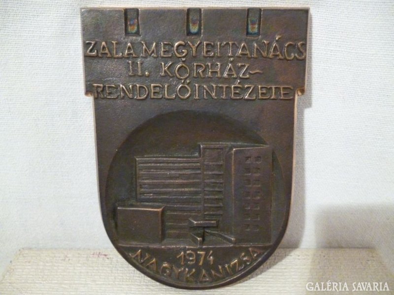 1179 G4 Nagyméretű bronzplakett Nagykanizsa 1974
