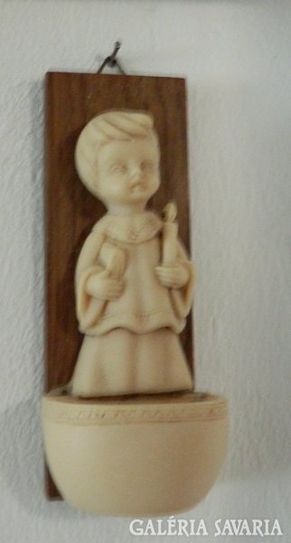 Antique putto wall holy water holder