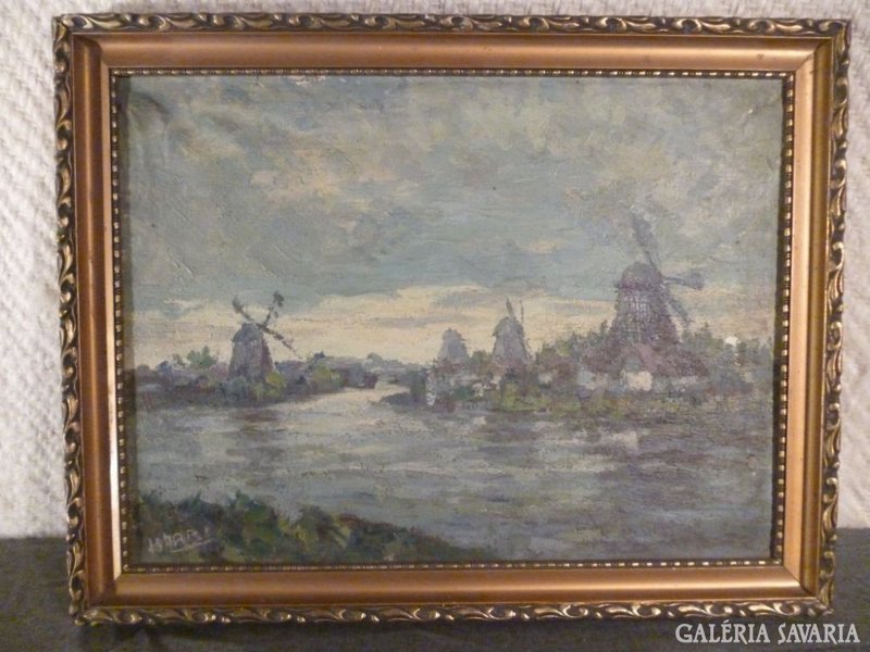 1818 T3 Nyugat európai festő HARR jelzés szélmalom
