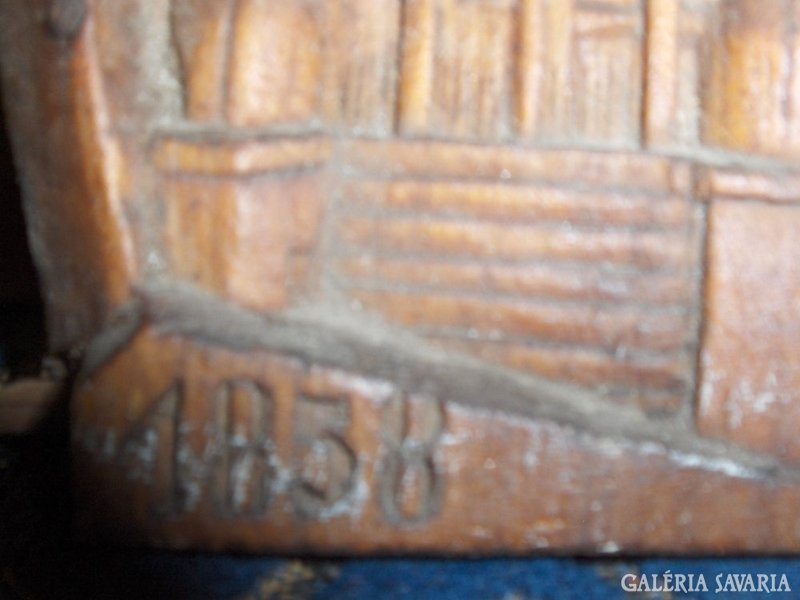 Régi falikép fából - "1838 - 1958"