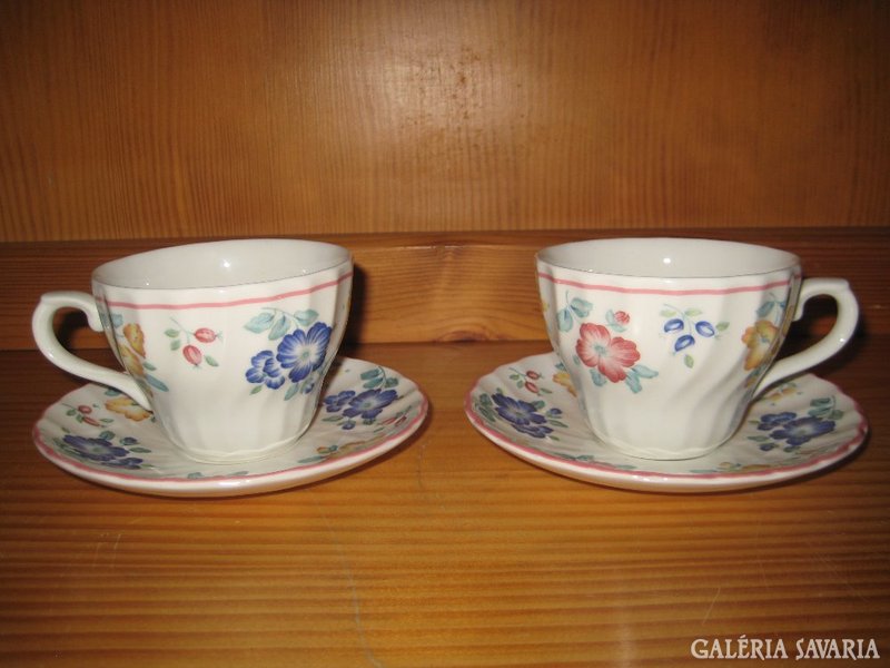 2 db angol virágmintás porcelán teáscsésze & alj.