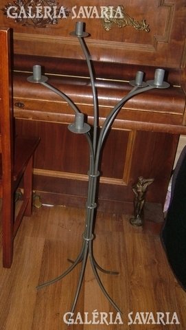 Huge, five-pronged, heavy, imposing iron candlestick