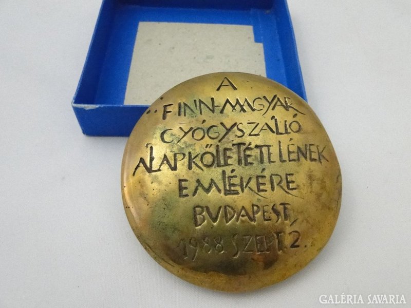 5918 Finn-Magyar rézplakett emlékplakett 1988