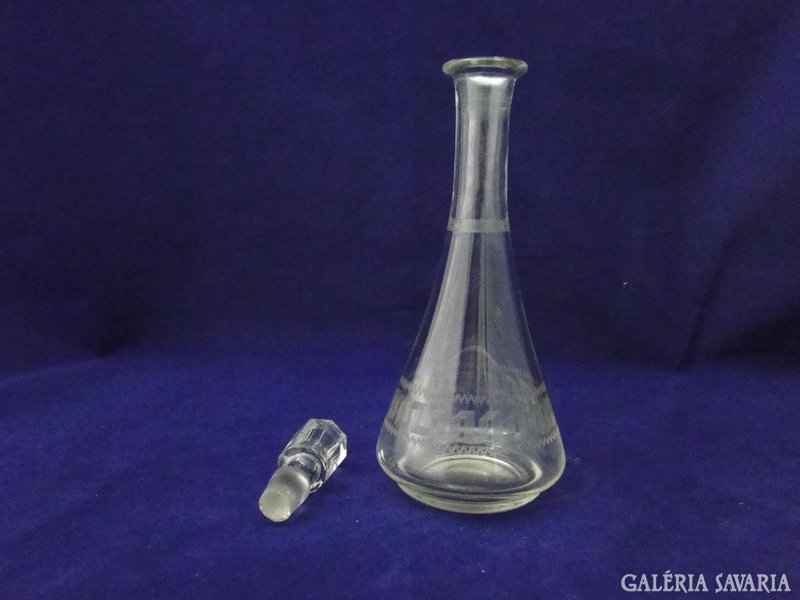 7683 Régi kisméretű maratott üveg kínáló 21 ,5 cm