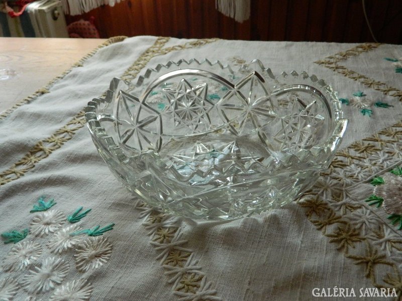 Antik üveg kínáló tál - asztalközép