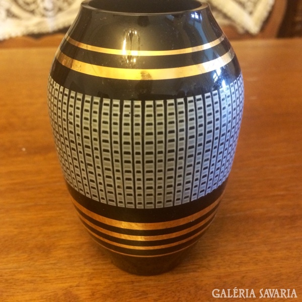 Small black glass vase