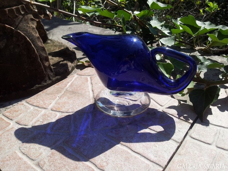 Cobalt blue design glass jug