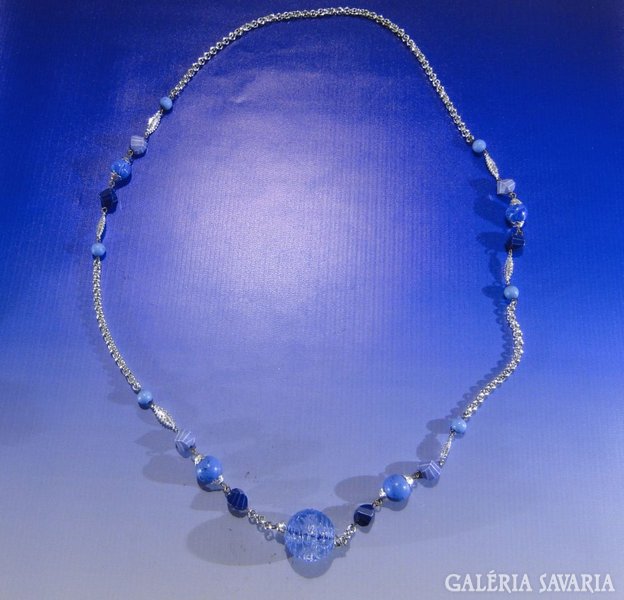 0A440 Divatos kék színű bizsu női nyaklánc nyakék