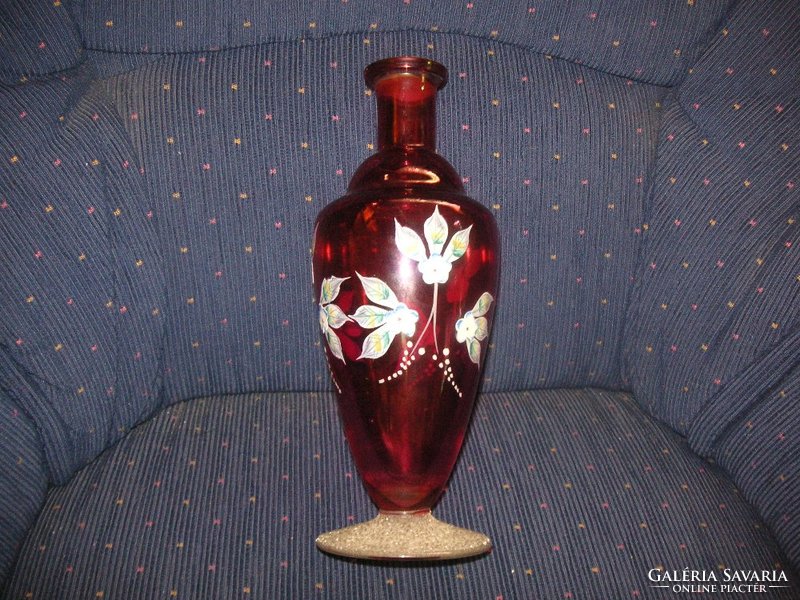Antique, hand-painted liquor bottle