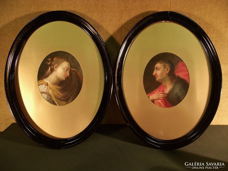 Jézus és Mária Magdolna, barokk portrék fémlemezen