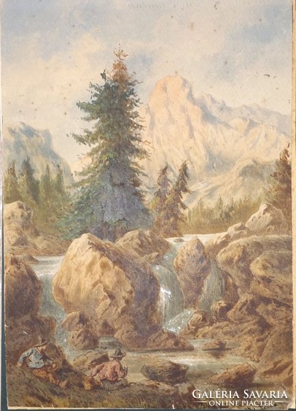 Alpesi akvarell, "Engelhorn" jelzéssel