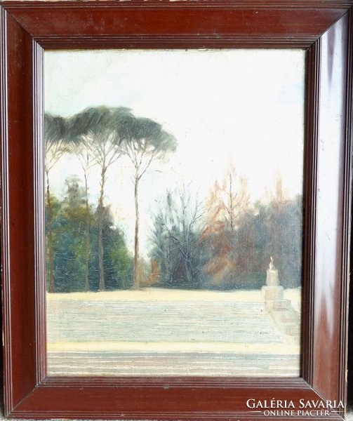 Ismeretlen művész: Parkrészlet, lépcsővel, 1920 k.