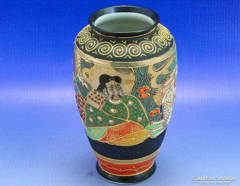 0B048 Régi jelzett SATSUMA japán porcelán váza