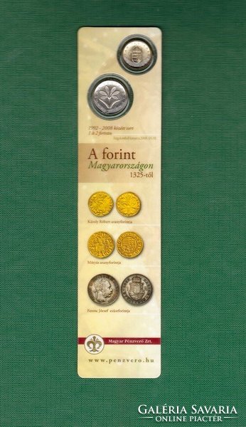 Coin bookmark with 1 and 2 forints withdrawn from circulation.