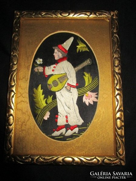 ART DECO BOHÓC selyem hímzett farafott keret 1922