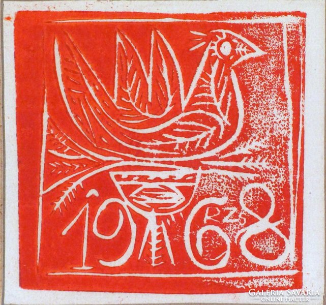 RZS monogrammal magyar művész : Béke 1968