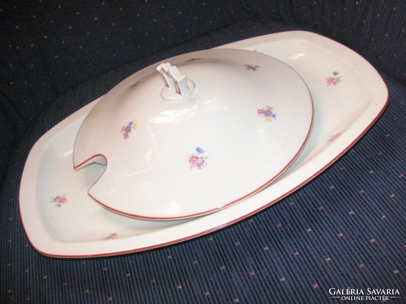 Zsolnay bowl and the top of a soup bowl, for replacement, with a small flower pattern,