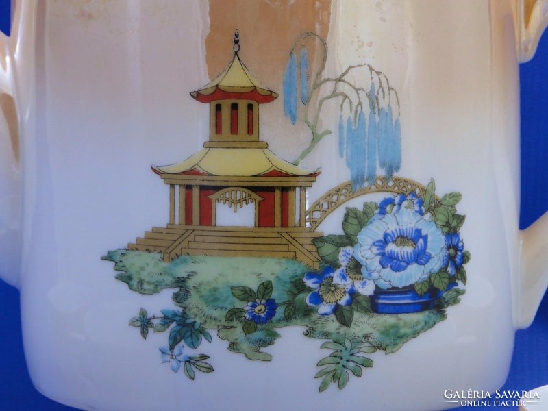 0C626 Régi pagodás Zsolnay porcelán teáskészlet
