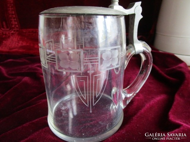 Art Nouveau hand polished crystal jug 1908