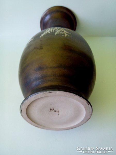 Most akciós ár! Egy pompásan ragyogó BOD ÉVA kerámia váza 37 cm mély bronzos aranyos  színű