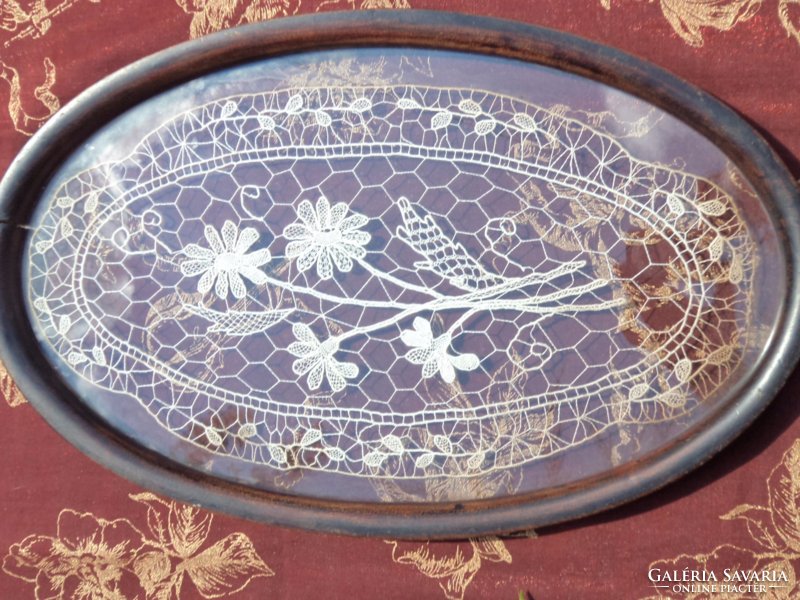 Antique lace tray,