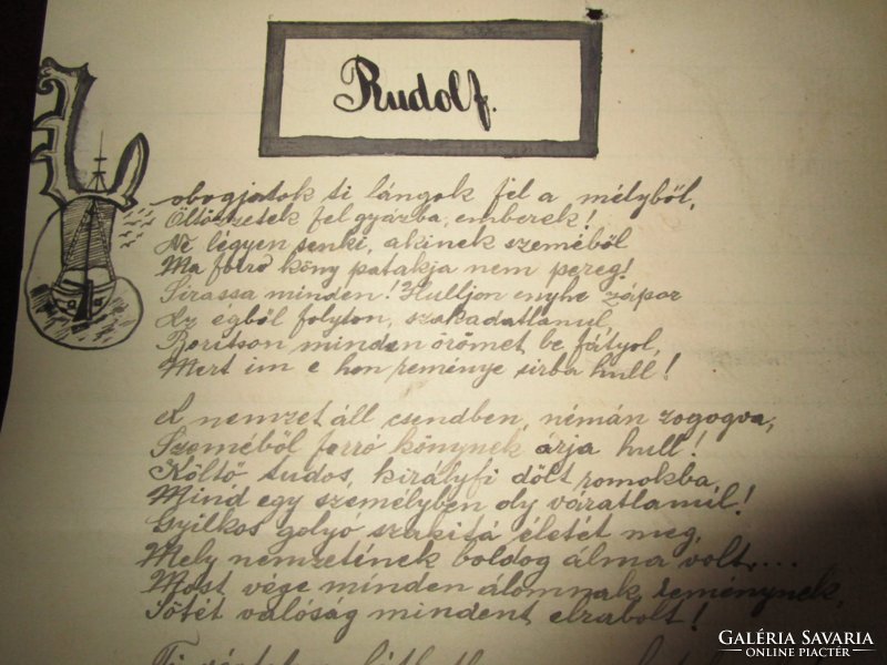 RUDOLF TRÓNÖRÖKÖS KORONA HERCEG gyász vers 1889 kézirat