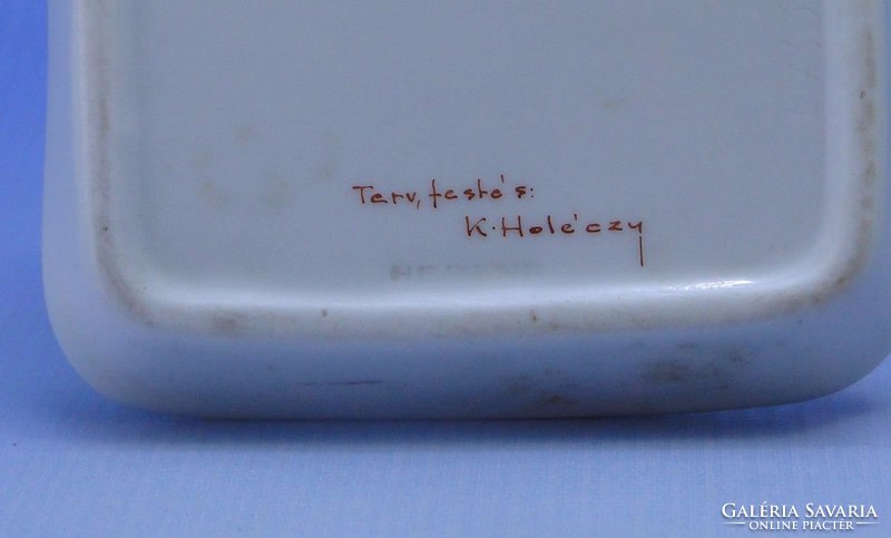 0C672 Jelzett Holéczy Etus herendi porcelán tálka