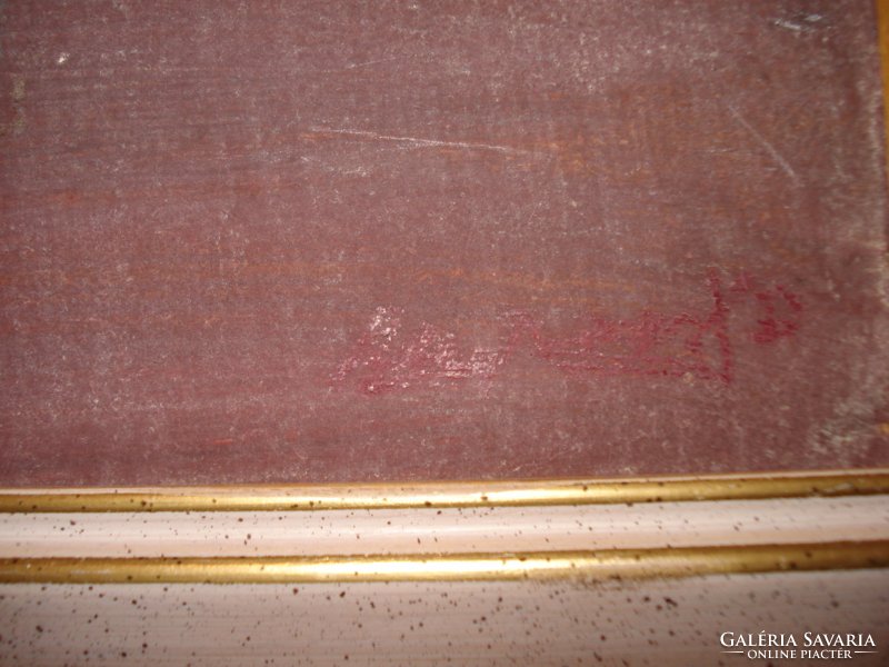 Mizser Pál olaj farost festménye: Álom KÉPCSARNOKOS