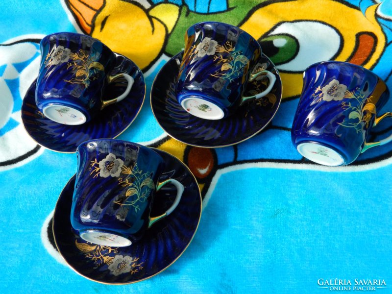 Cobalt blue and gold apulum tea cup set with coaster